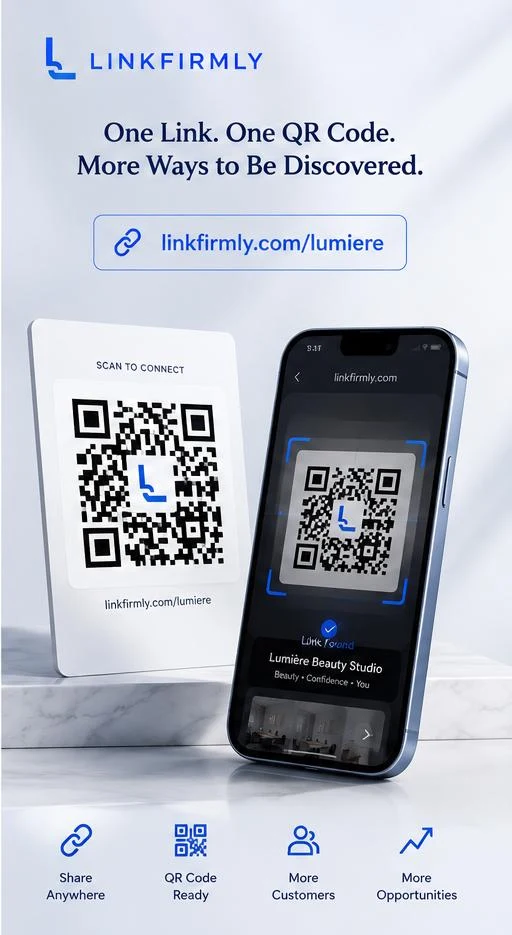 Customer scanning a LinkFirmly business profile QR code